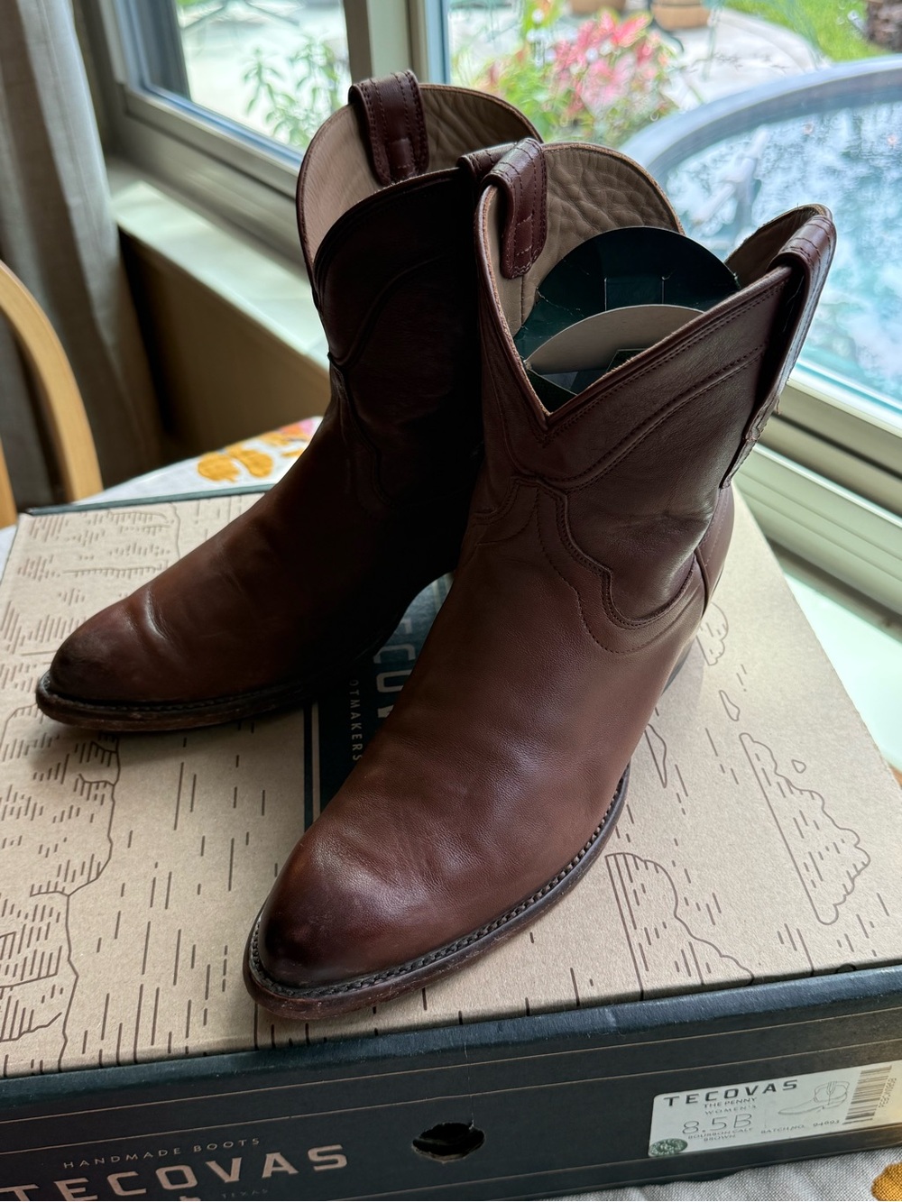 Tecovas Penny Bourbon Leather Women’s Western Pull-On Boots - Picture 3 of 6